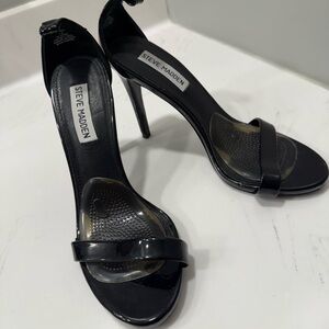 Steve Madden Black Patent Open-Toe Stiletto Sandals